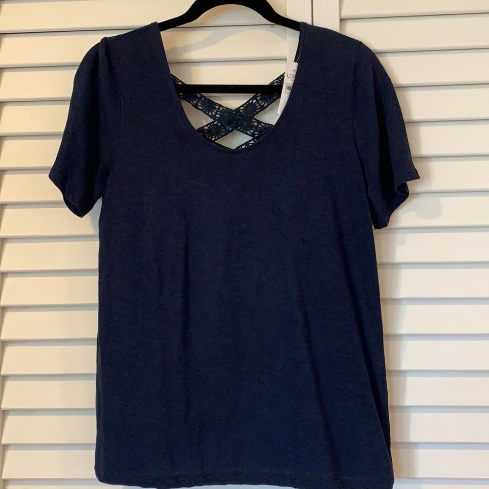 LOFT KNIT TOP WITH CRISS CROSS BACK DETAIL